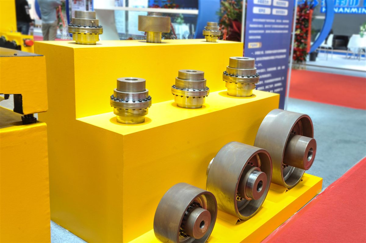 Crowned gear couplings displayed for crane drive systems