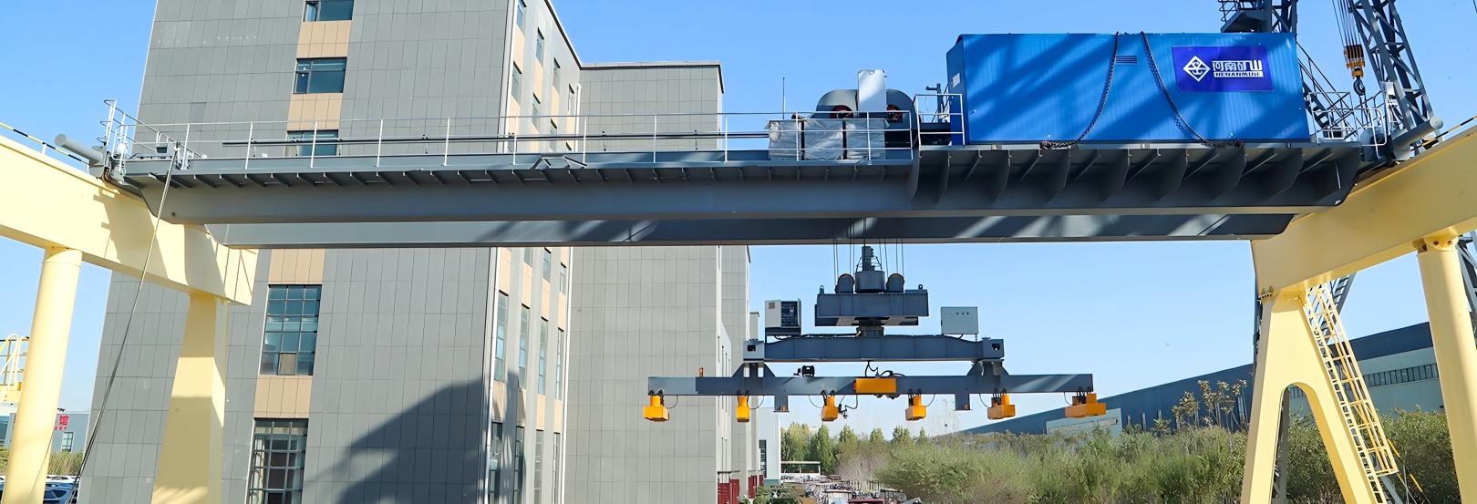 Gantry crane and lifting attachment for automated steel plate storage