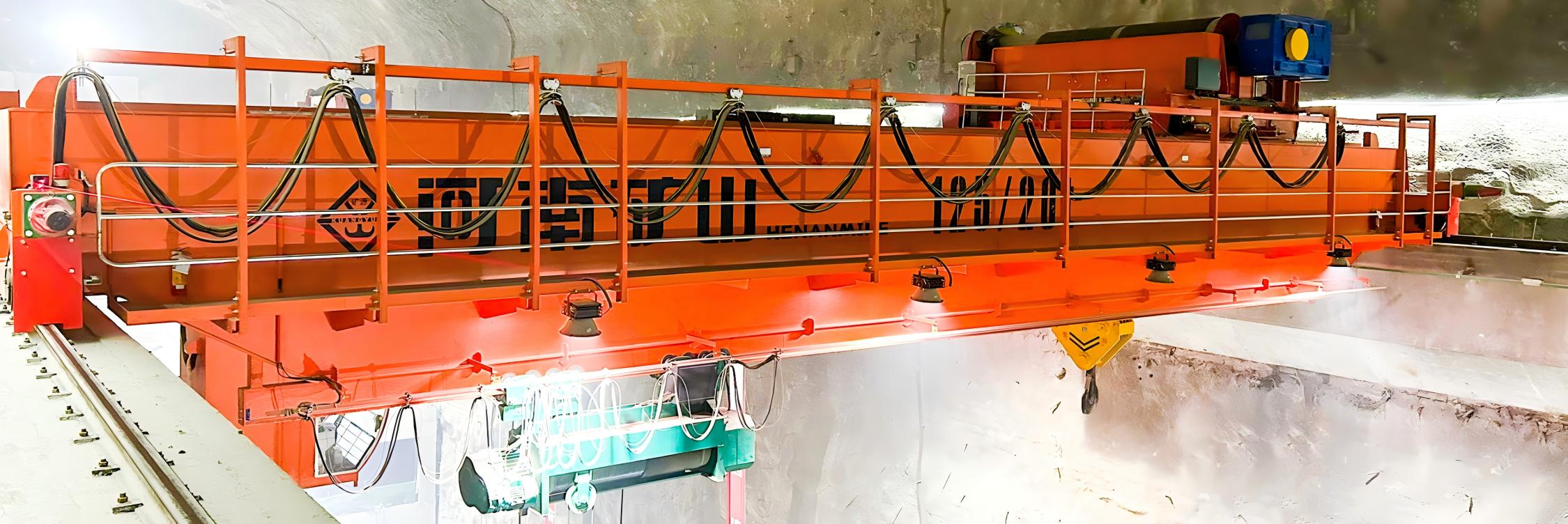 Overhead crane installed in an underground pump station chamber