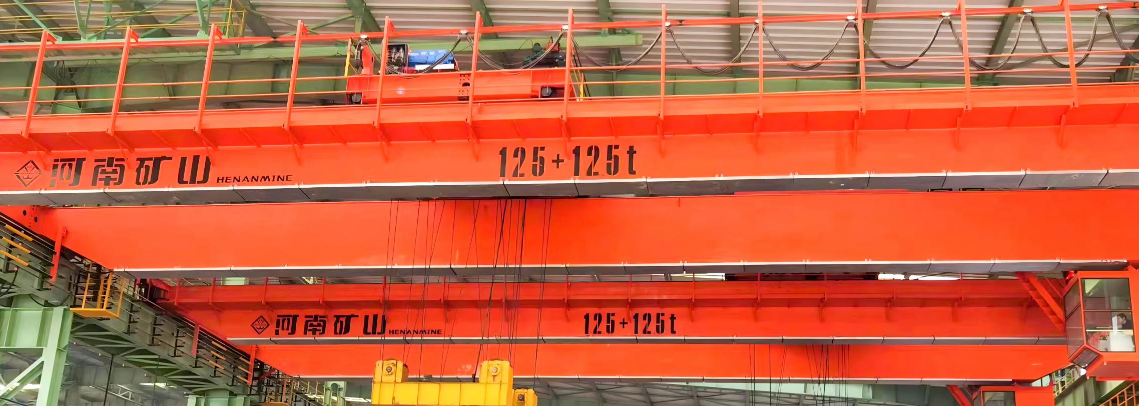 Overhead crane installation serving multiple factory production lines