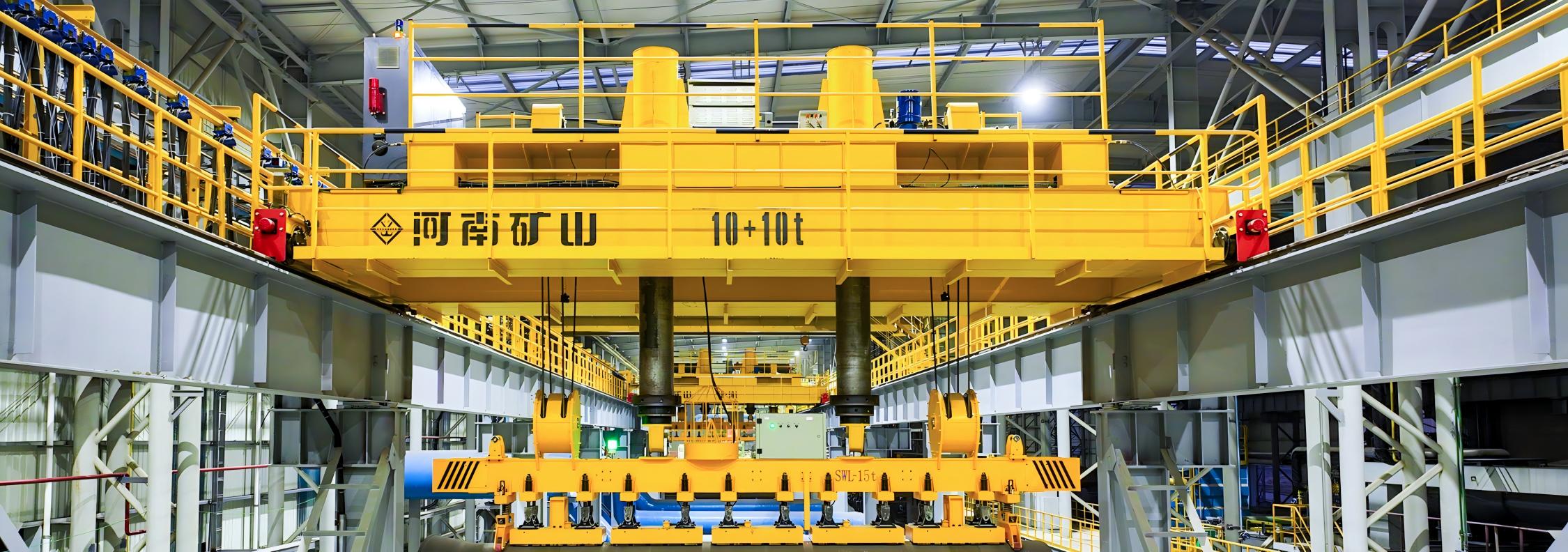 Automated overhead crane with an electro-permanent magnet lifting beam