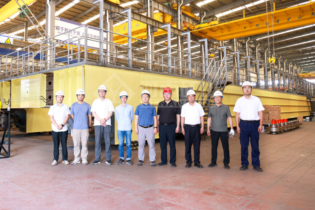 Baosteel Dual-Hook Crane Batch Passes Third-Party A-Inspection — image 1 A-inspection of overhead cranes manufactured for a Baosteel project