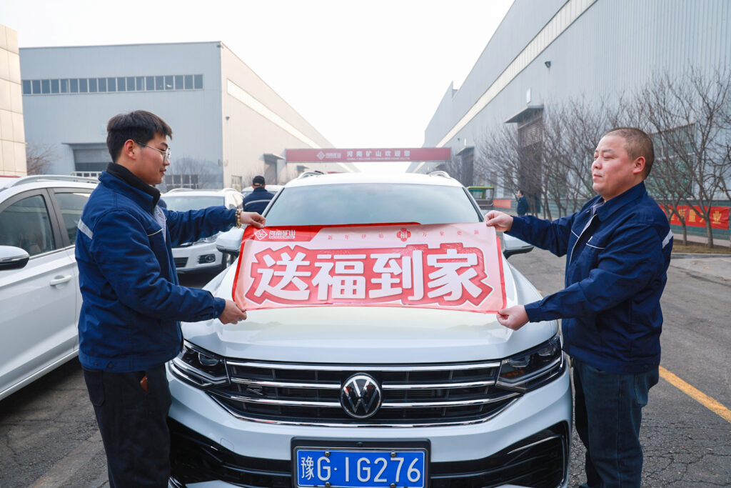 Vehicles prepared for New Year deliveries to sales employee families