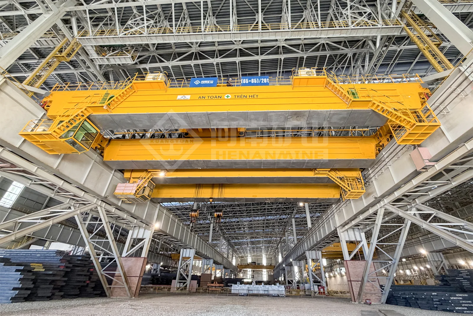 Overhead crane installed in an integrated steel production facility