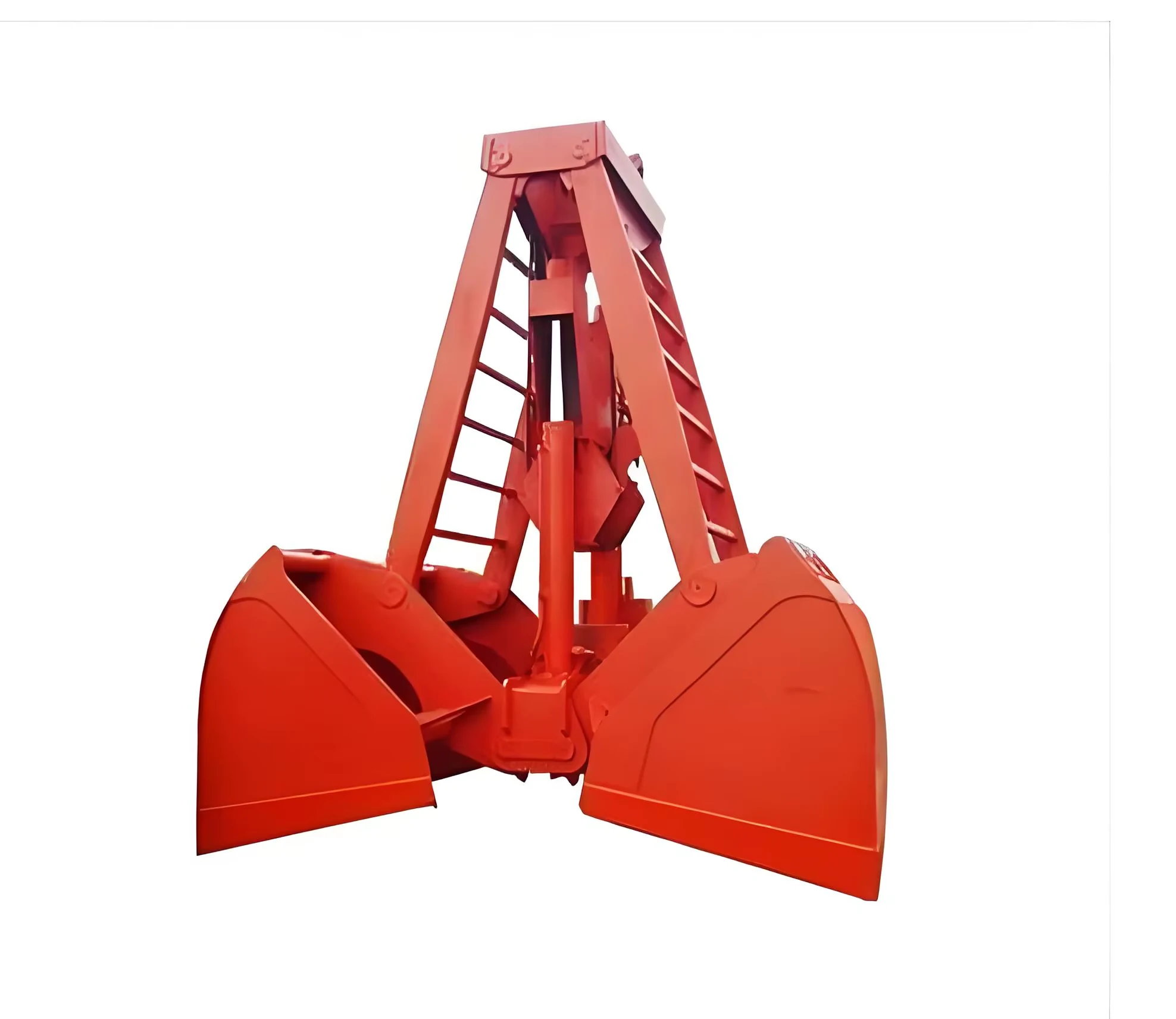 Red clamshell grab with open curved bucket shells