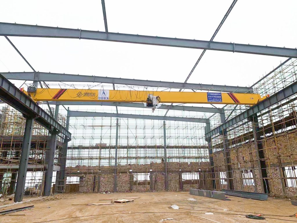 Overhead crane installed in an aerospace manufacturing workshop