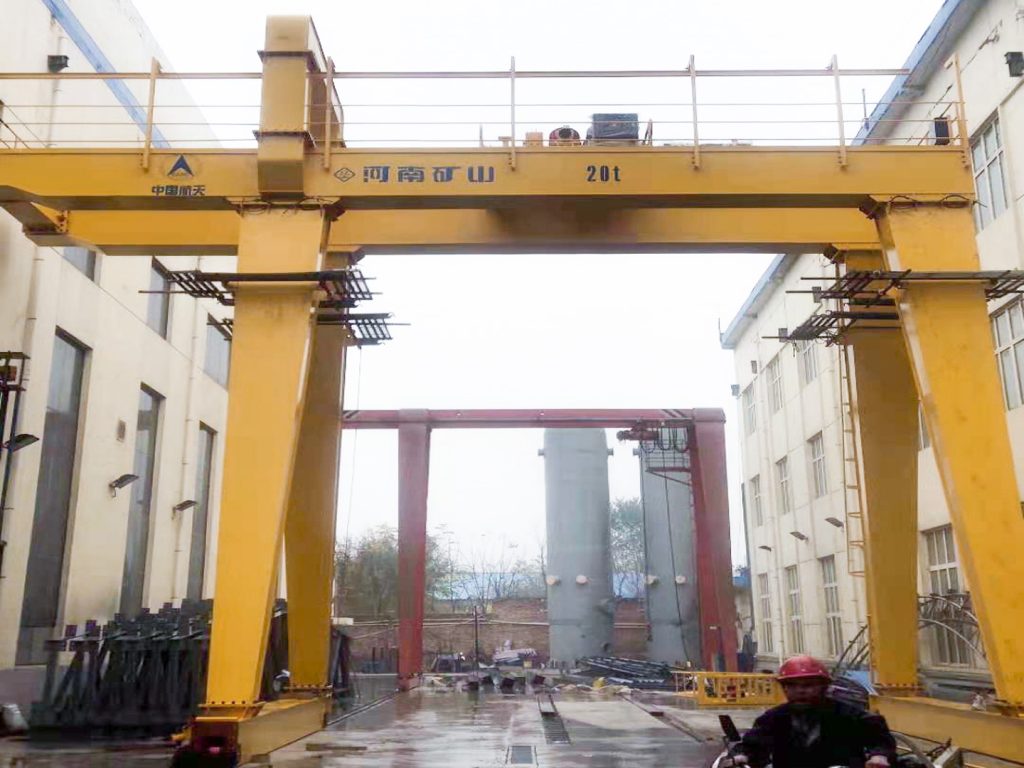 Overhead crane installed in an aerospace manufacturing workshop