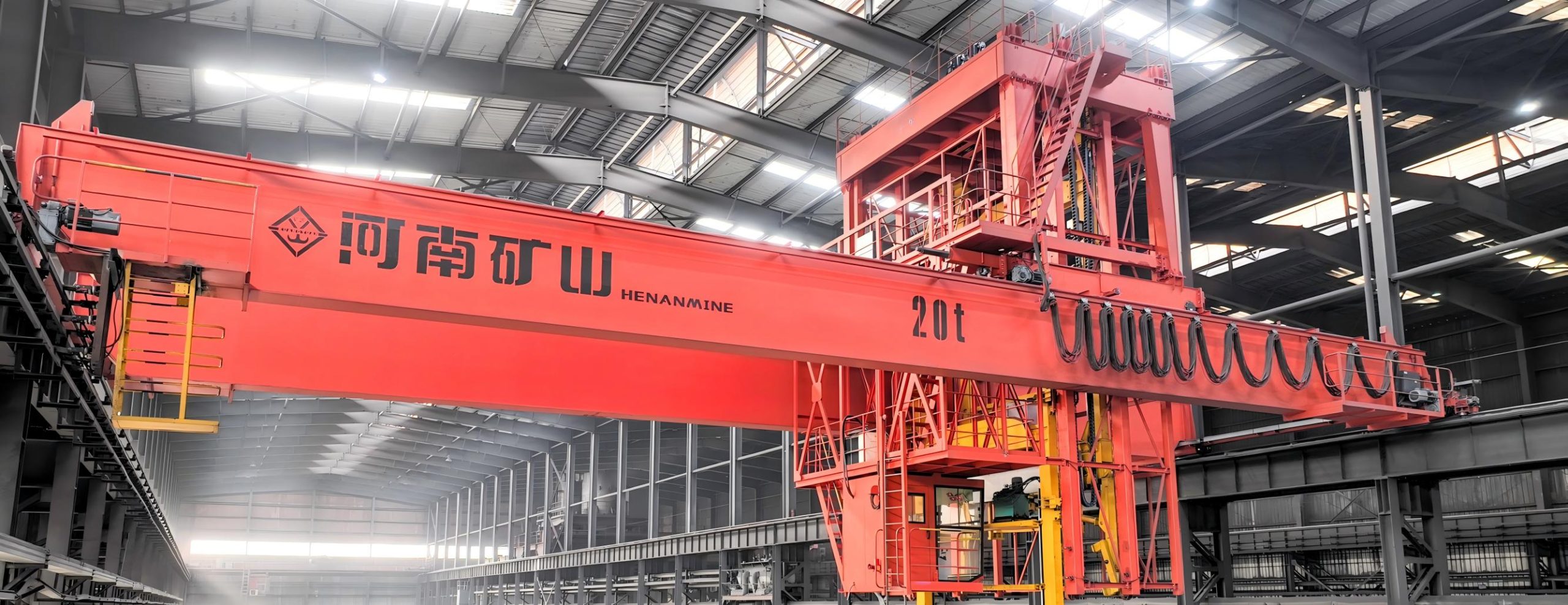 Carbon block stacking crane above a carbon baking production line