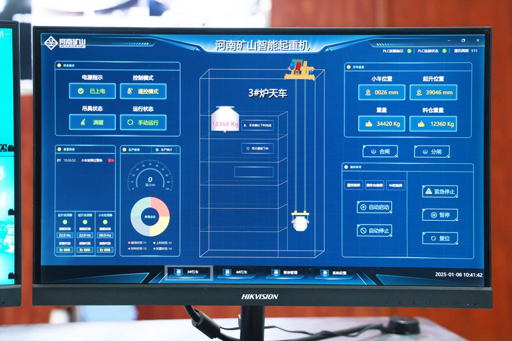 Touchscreen interface for automated furnace charging crane control