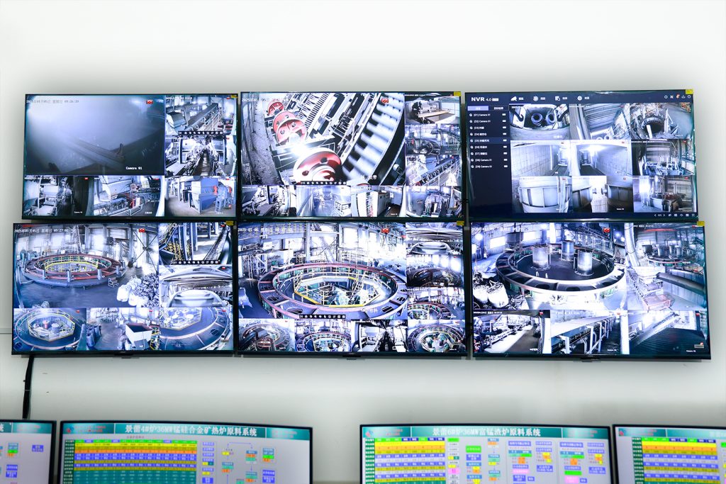 Camera monitoring display for an automated furnace charging crane
