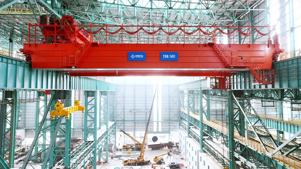Casting crane and magnetic beam handling equipment in a special steel plant
