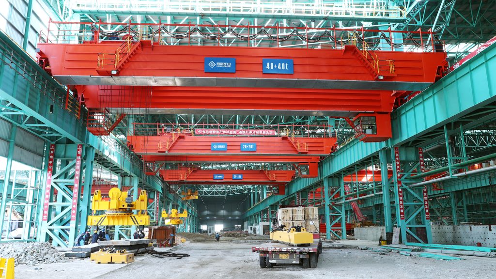 Casting crane and magnetic beam handling equipment in a special steel plant